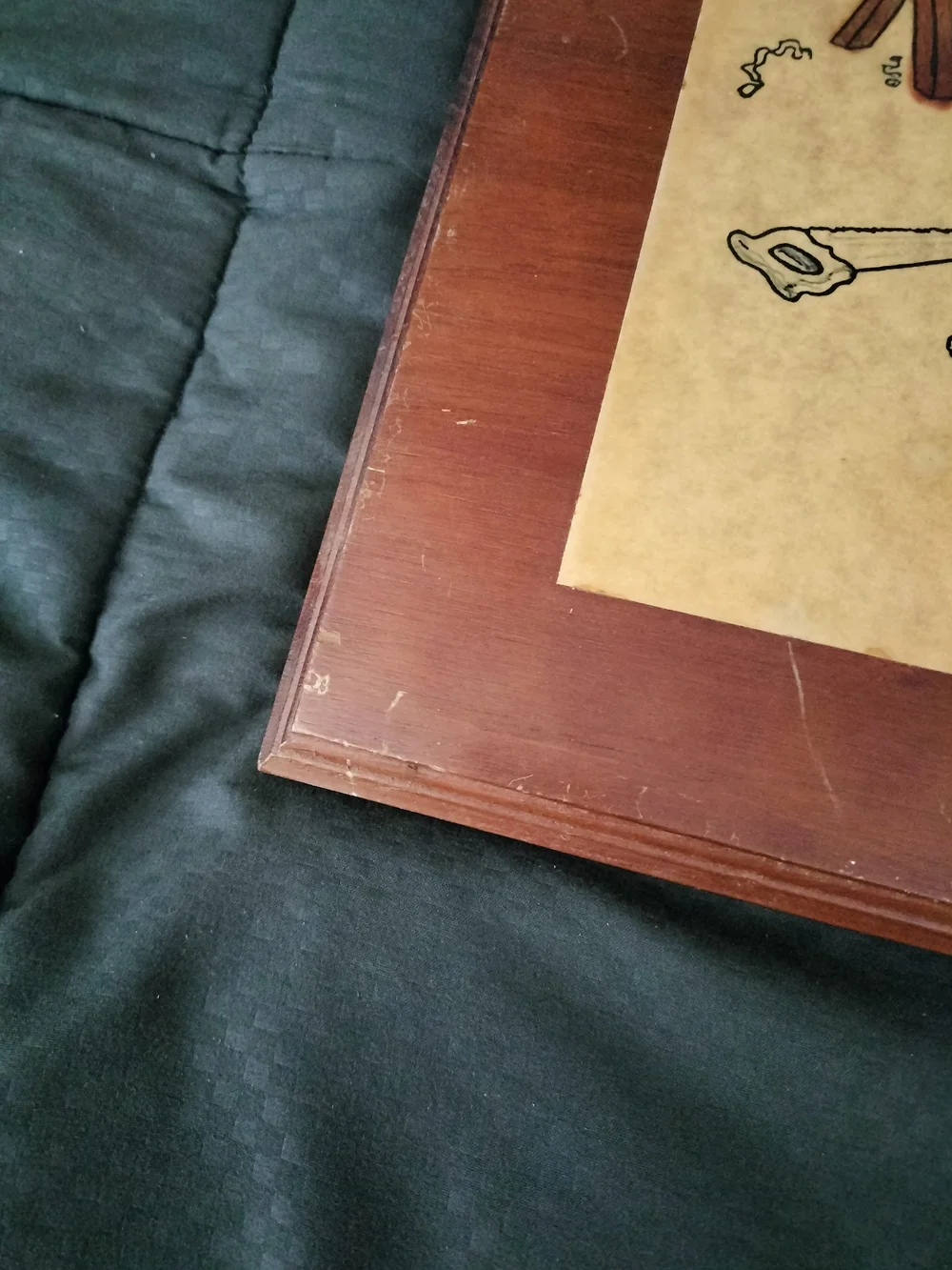 Wood Art Print with Canoe Workshop Illustration - Brown